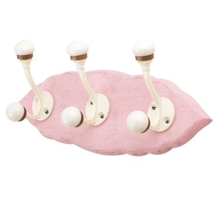 Pink Cream Double Loop Ceramic Iron Wooden Hooks